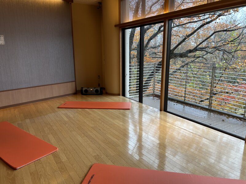 「蔵王の森」がつくる美と健康の温泉宿　ゆと森倶楽部　ひのでサロンでの朝ヨガ